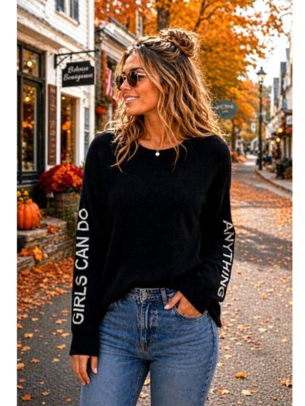 Zadig & Voltaire Cashmere Gaby Girls Can Do Anything Sweater LARGE